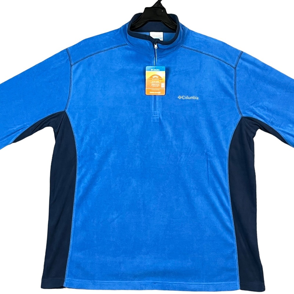 Columbia Mens Fleece Pullover Sweater Size 1X Royal Blue 1/4 Zip Sun Protection - Picture 4 of 10